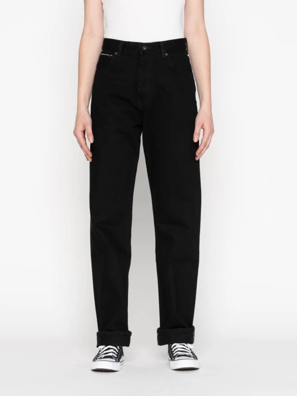 Naked & Famous "True Girl" Black Straight-Leg Jeans